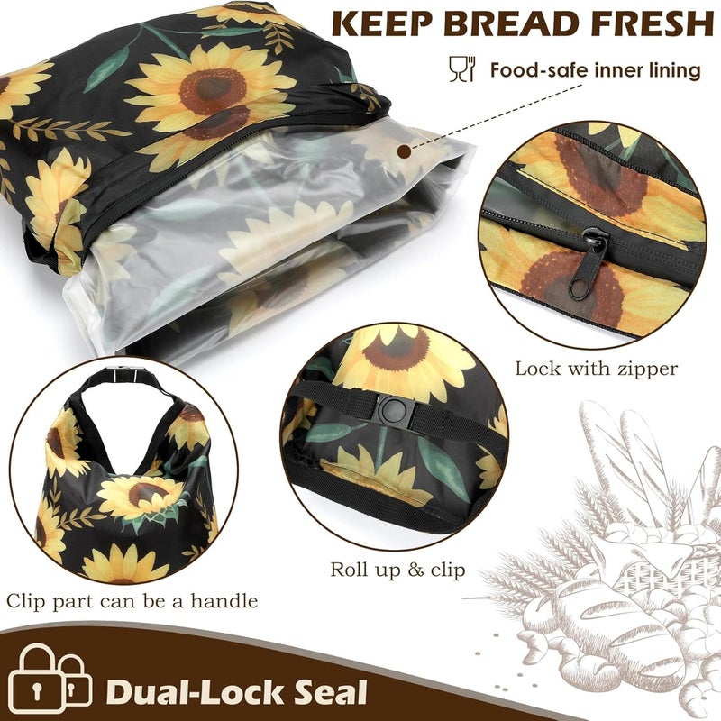 Revahope 2 Pack Reusable Bread Bags for Homemade Bread, 17"×13" Sourdough Bread Storage Bags with Bowl Cover - Keep Loaf Fresh and Easy to Wash(Sunflowers) - Image 3